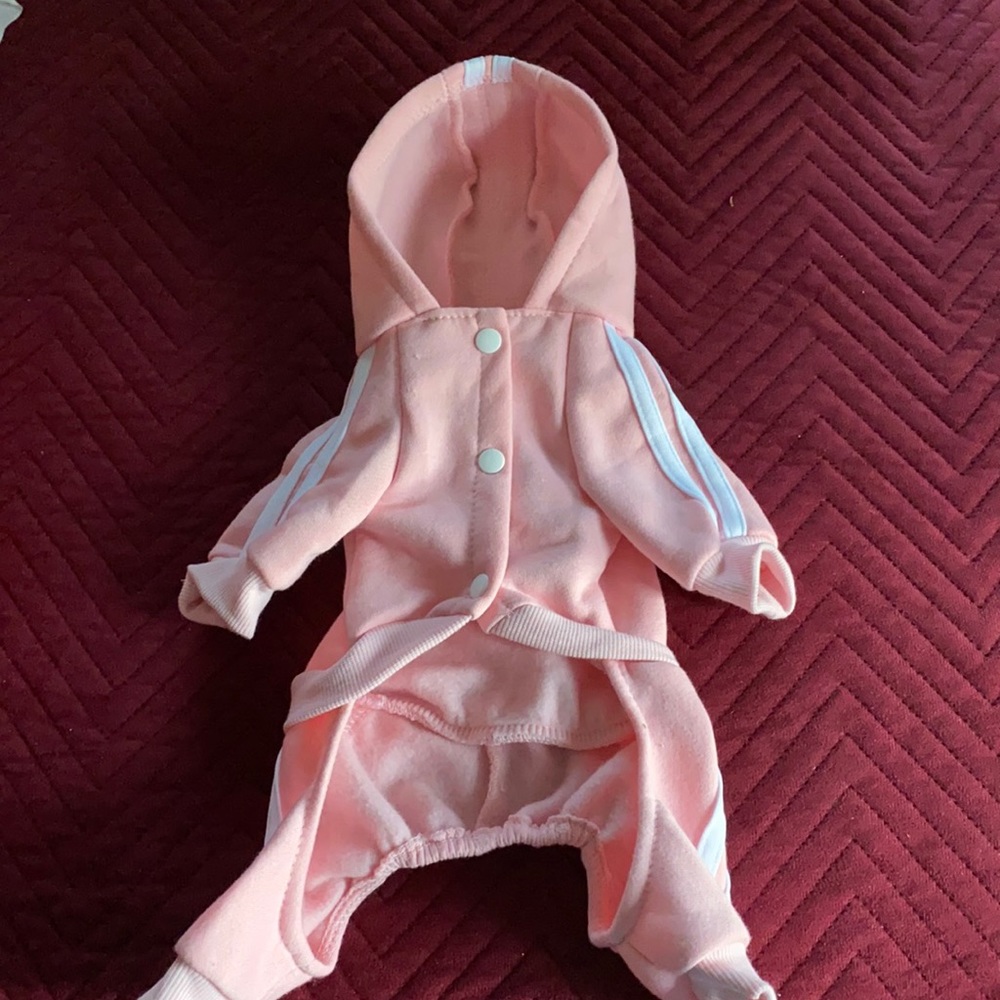 New never used Adidog pink sweatsuit for girl dog